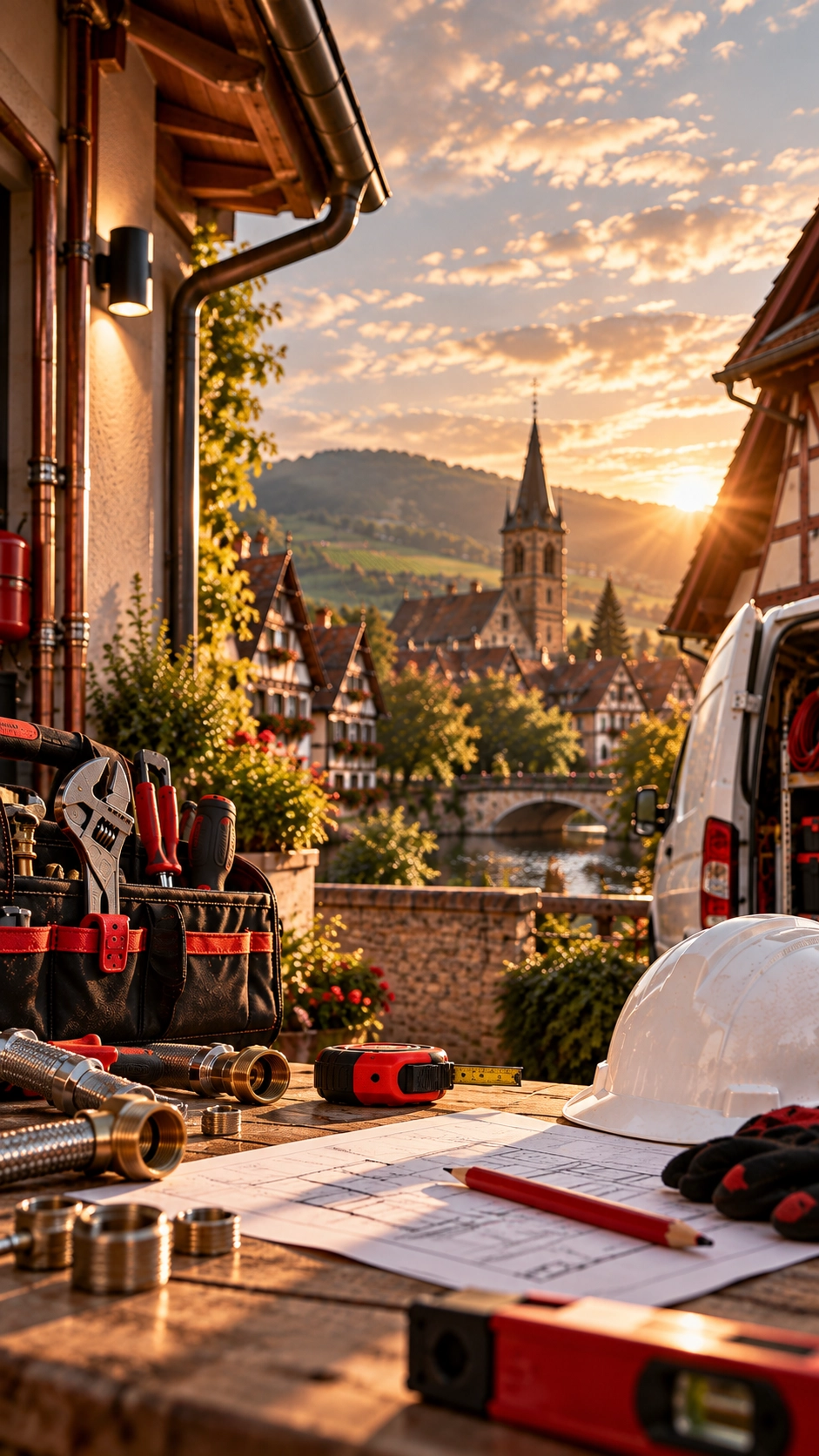 Photo d’un dépanne ACK Artisanat qui intervient rapidement en urgence pour vos travaux et dépannages de plomberie, électricité, chauffage, serrurerie et bâtiment, de Mulhouse à Strasbourg, dans le Haut-Rhin 68 et le Bas-Rhin 67